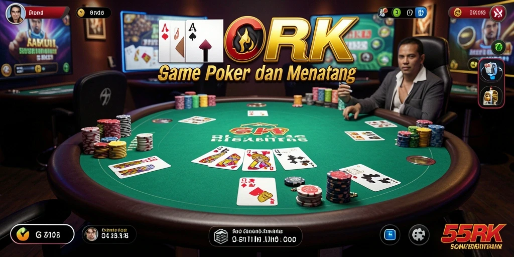 Tampilan gameplay seru dalam 55RK saat bermain poker.