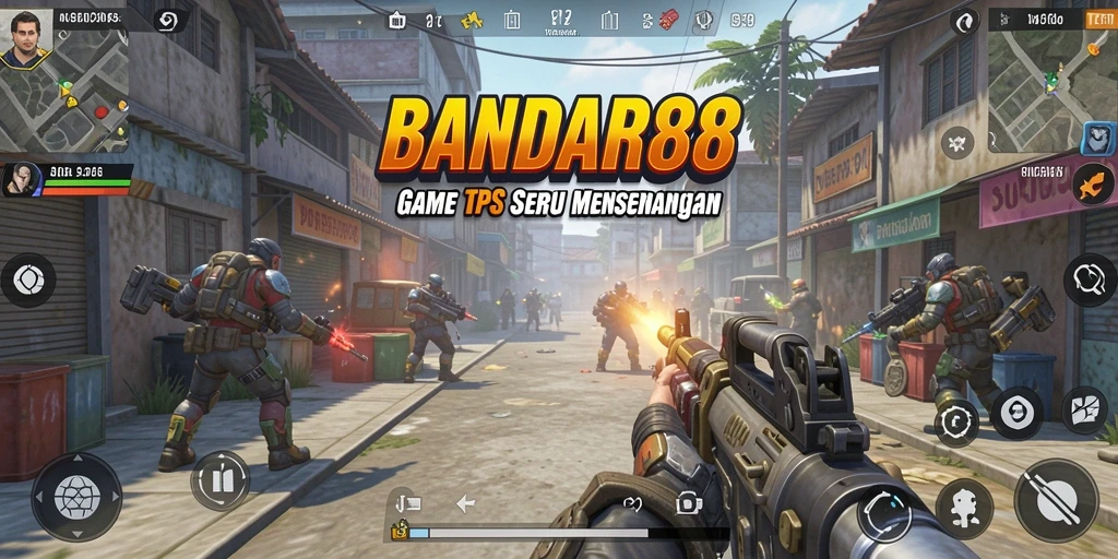 Screenshot utama BANDAR88 menampilkan aksi seru dalam gameplay TPS.