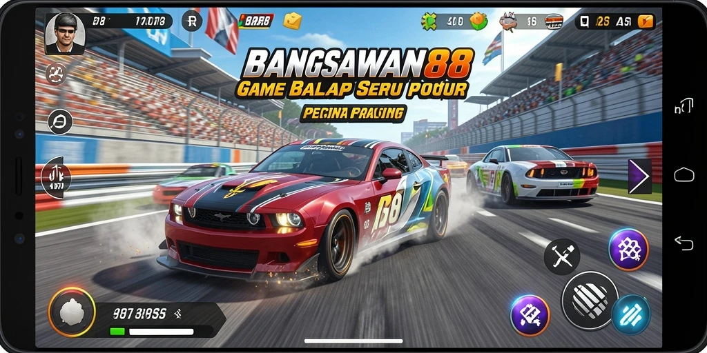 Tampilan gameplay balap BANGSAWAN88 yang mendebarkan dan menantang.