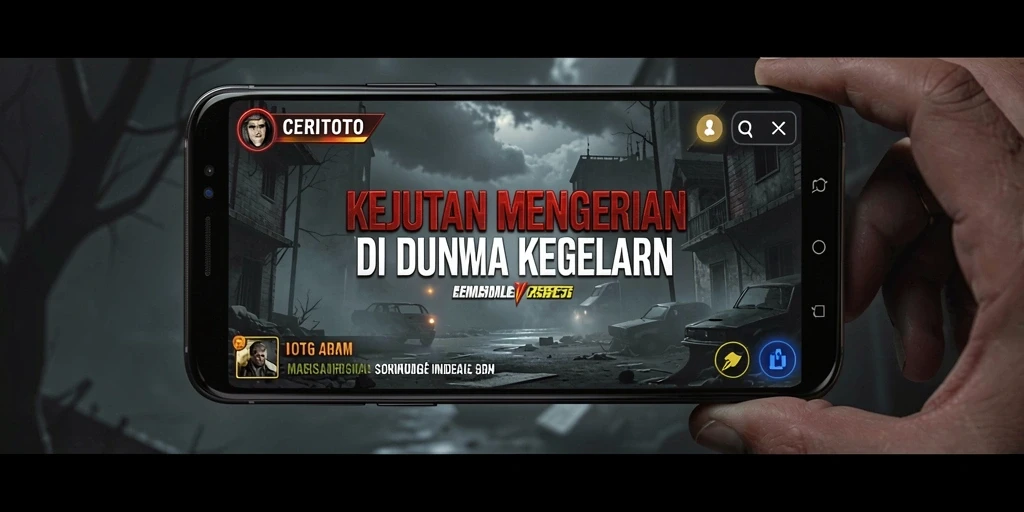 Tangkapan layar utama CERITOTO menampilkan suasana gelap dan menegangkan.