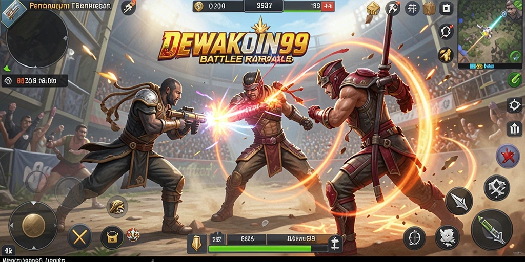 Tangkapan layar gameplay DEWAKOIN99 di arena Battle Royale.