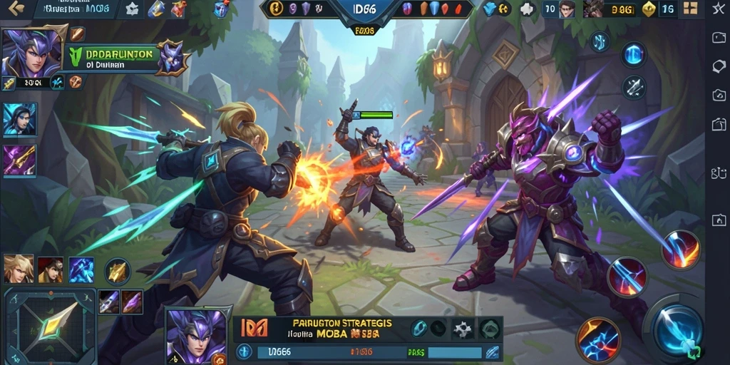 Tampilan gameplay utama ID66 yang penuh aksi di arena MOBA.