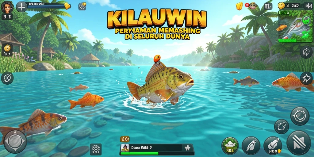 Tampilan gameplay memancing yang seru dan menantang di KILAUWIN.
