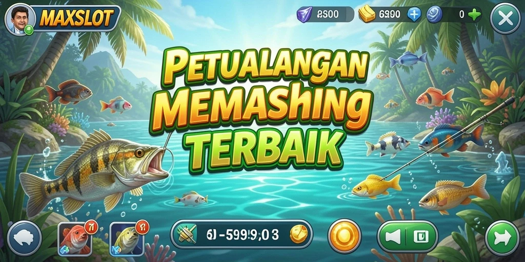 Screenshot gameplay MAXSLOT menampilkan keseruan memancing di lingkungan yang indah.
