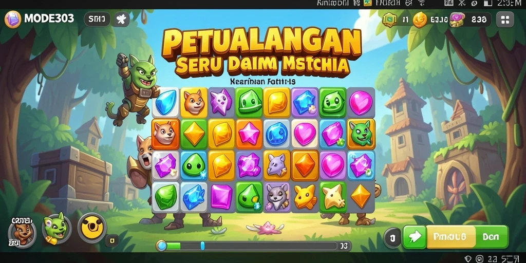 Tampilan gameplay seru di MODE303 dengan elemen berwarna.