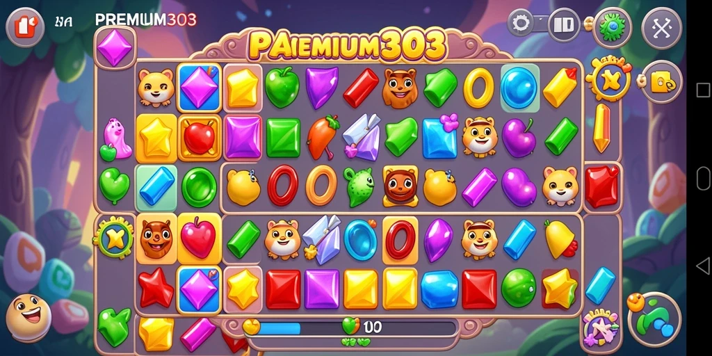 Tampilan gameplay Match-3 yang menarik di PREMIUM303.