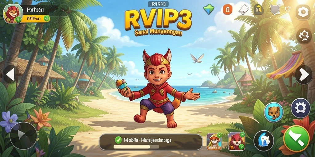 Screenshot gameplay RVIP3 yang menarik dan penuh warna.