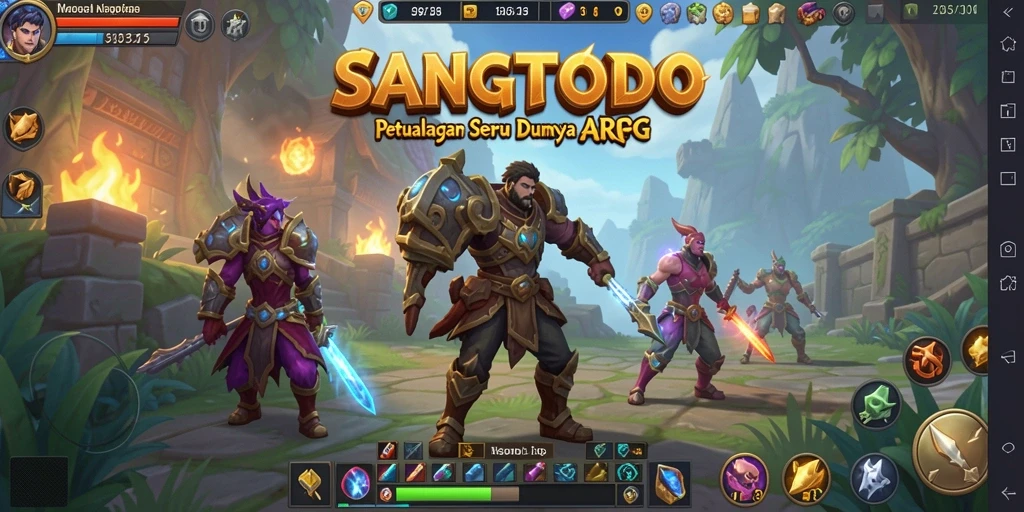 Screenshot gameplay SANGTOTO menampilkan pertarungan seru antar karakter ARPG.