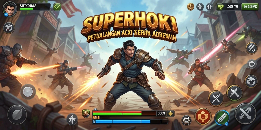 Tampilan seru gameplay <strong>SUPERHOKI</strong> dengan aksi bertempur yang dinamis.