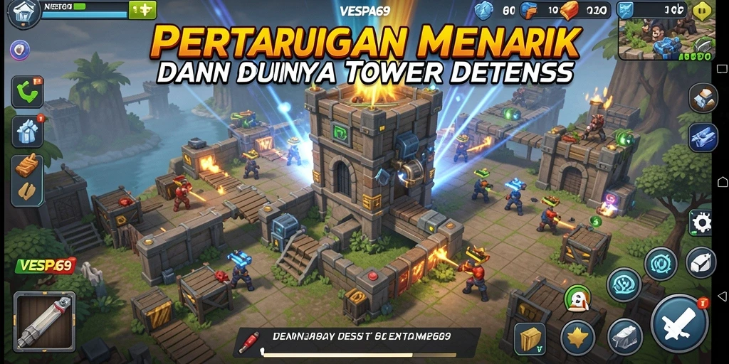 Tangkapan layar utama VESPA69 menunjukkan aksi pertahanan yang seru.